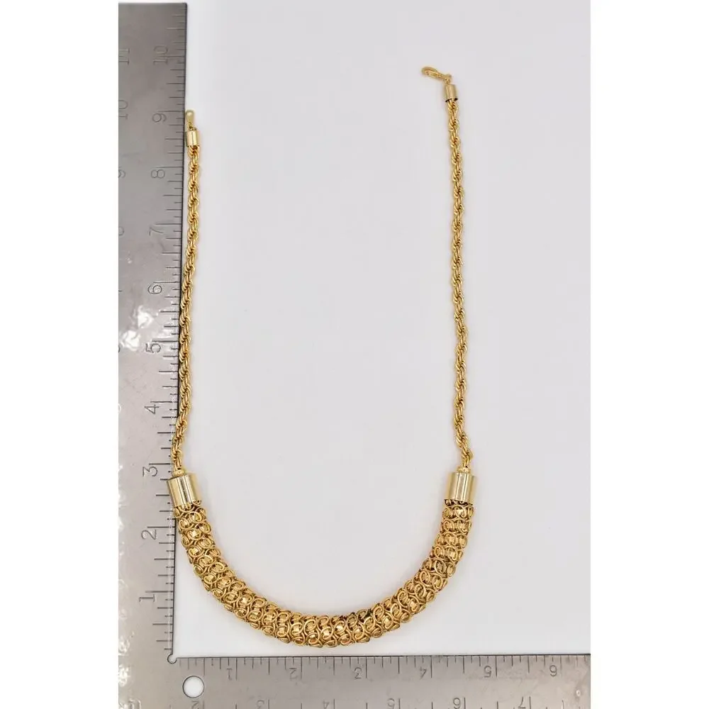 Vintage Gold Mesh Collar Necklace Woven Chain Statement Tubular Chunky 80s BinAU